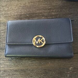 Michael Kors Black Wallet with Gold Logo